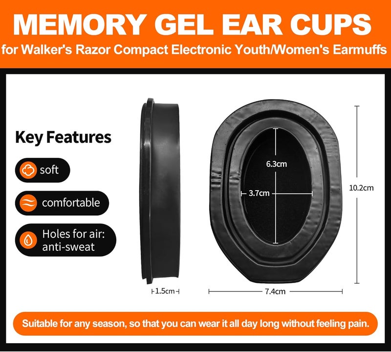 PROHEAR Upgraded Gel Ear Pads for Walker's Razor Compact Electronic Youth Women's Muffs, Comfortable and Soft Replacement Gel Ear Cups with Sealed Bottom Shell - Image 5